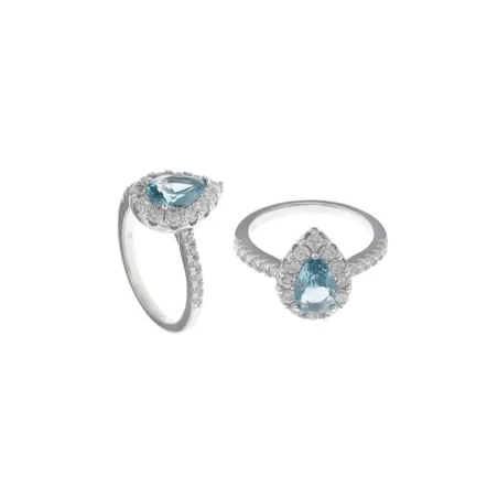 Anillo Salvatore Plata Baño Rodio y Crista Zafiro Pera 112S0262