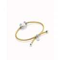 Pulsera UNOde50 Baño Plata, Hilo Camel y Perla PUL2505CAMMTL0M