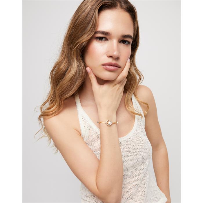 Pulsera UNOde50 Baño Plata, Hilo Camel y Perla PUL2505CAMMTL0M