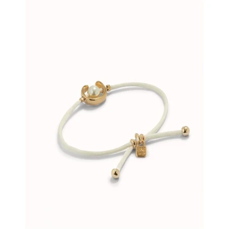 Pulsera UNOde50 Baño Oro, Hilo Crema y Perla PUL2505CREORO0M