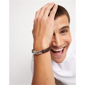 Pulsera UNOde50 Ser Natural Piel Trenzada Marrón y Baño Plata PUL2455MARMTLXL 2