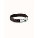 Pulsera UNOde50 Ser Natural Piel Trenzada Marrón y Baño Plata PUL2455MARMTLXL