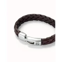 Pulsera UNOde50 Ser Natural Piel Trenzada Marrón y Baño Plata PUL2455MARMTLXL