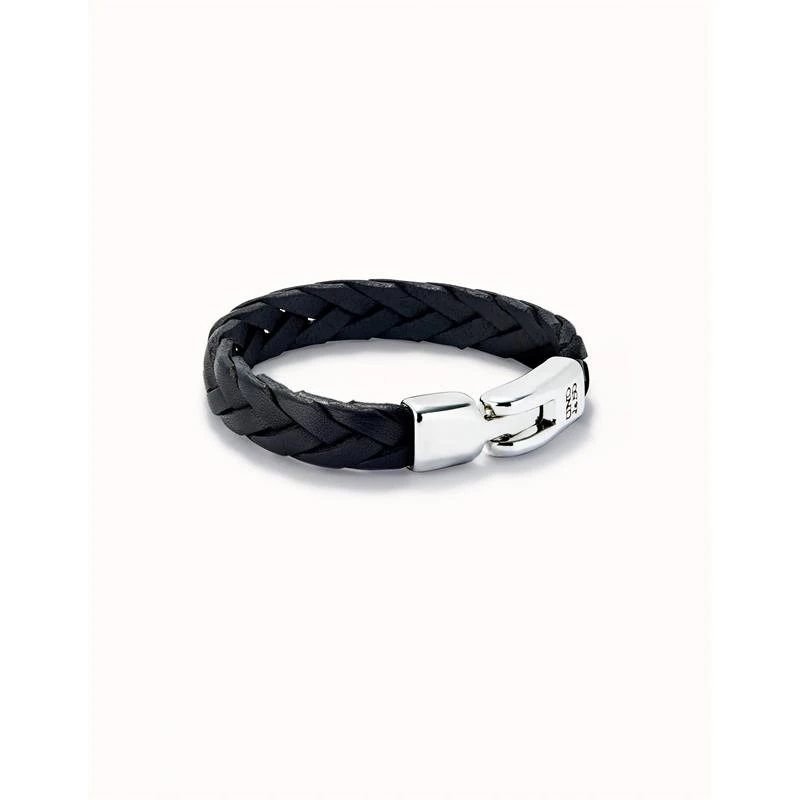 Pulsera UNOde50 Ser Natural Piel Trenzada Negra y Baño Plata PUL2455NGRMTL0L