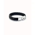 Pulsera UNOde50 Ser Natural Piel Trenzada Negra y Baño Plata PUL2455NGRMTL0L