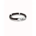 Pulsera UNOde50 Ser Natural Piel Trenzada Marrón y Baño Plata PUL2459MARMTLXL