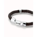 Pulsera UNOde50 Ser Natural Piel Trenzada Marrón y Baño Plata PUL2459MARMTLXL
