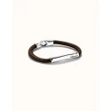 Pulsera UNOde50 Ser Natural Piel Trenzada Marrón y Baño Plata PUL2462MARMTL0L