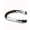 Pulsera UNOde50 Ser Natural Piel Trenzada Marrón y Baño Plata PUL2462MARMTL0L