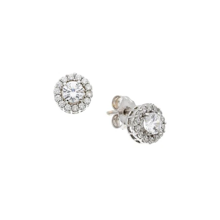 Pendientes Facco Rosetón Oro Blanco 9kt y Circonitas Blancas 774996