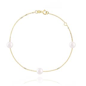 Pulsera Facco Oro Amarillo 9Kt y 3 Perlas Blancas 765181