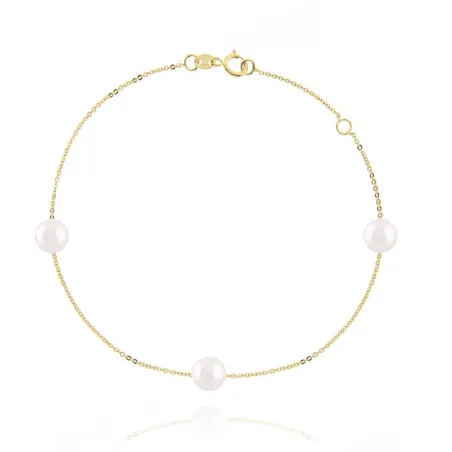 Pulsera Facco Oro Amarillo 9Kt y 3 Perlas Blancas 765181