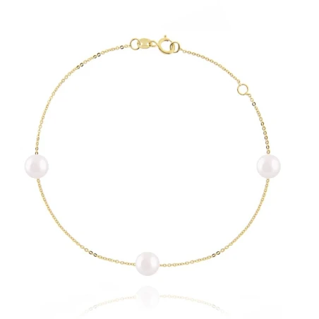 Pulsera Facco Oro Amarillo 9Kt y 3 Perlas Blancas 765181