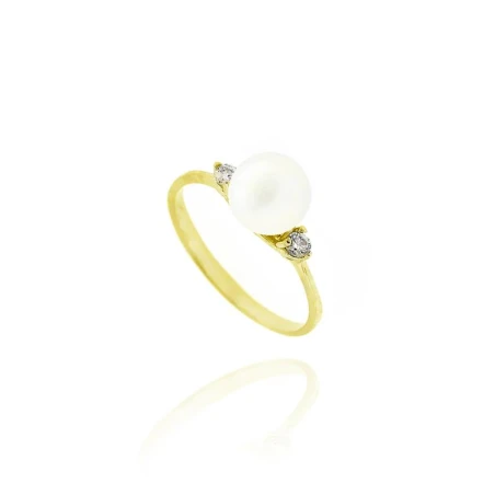 Anillo Facco Oro Amarillo 9Kt Circonitas y Perla Blanca 767724