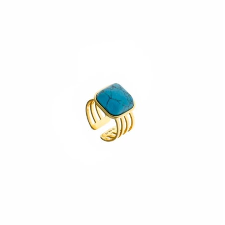 Anillo Salvatore Plata Baño Oro y Piedra Turquesa 269S0003