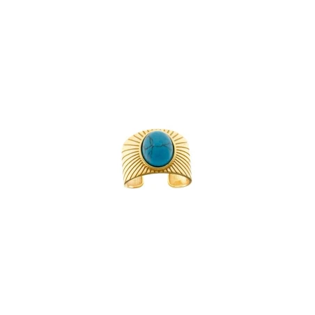 Anillo Salvatore Plata Baño Oro y Piedra Turquesa 269S0004