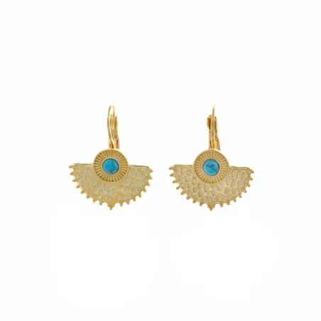Pendientes Salvatore Semicírculo Plata Baño Oro y Piedra Turquesa 269A0001