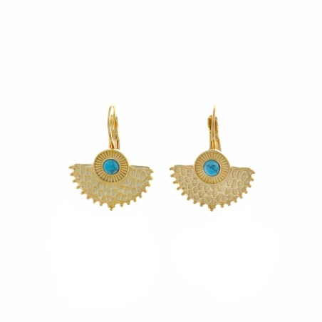Pendientes Salvatore Semicírculo Plata Baño Oro y Piedra Turquesa 269A0001