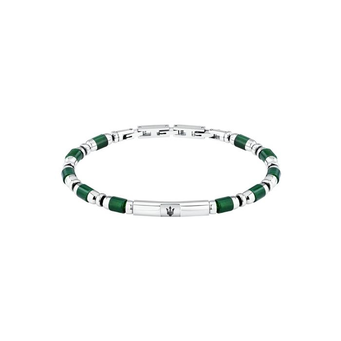 Pulsera Maserati Acero Inoxidable y Piedras Verdes Hombre JM334AVD48