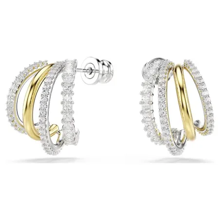 Pendientes Swarovski Hyperbola Aros Baño Rodio y Oro y Cristales Blancos 5689718