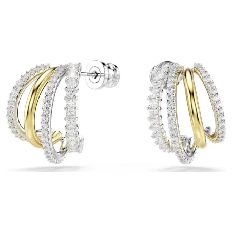 Pendientes Swarovski Hyperbola Aros Baño Rodio y Oro y Cristales Blancos 5689718