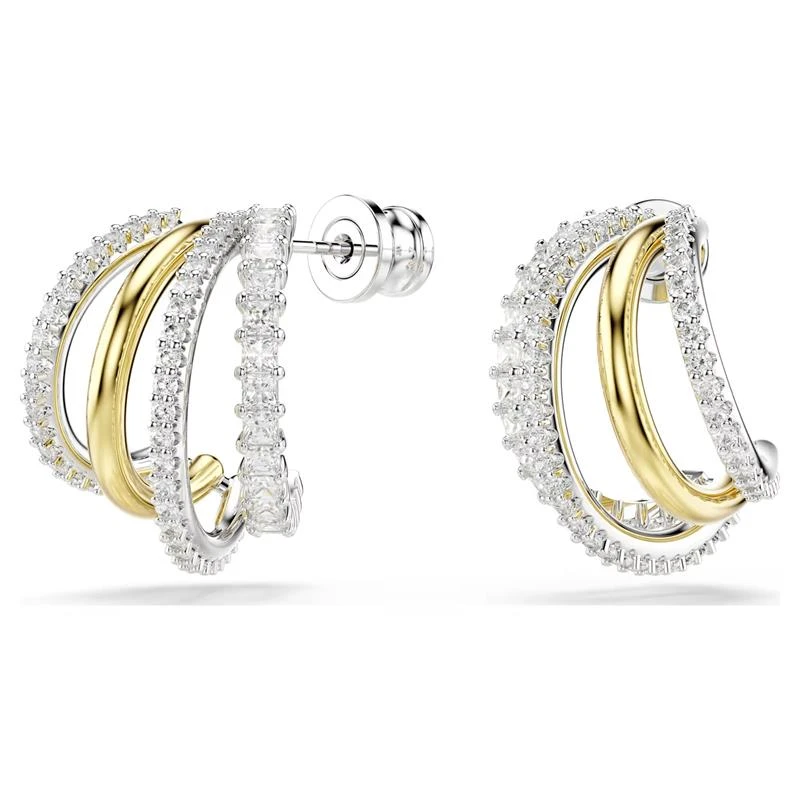 Pendientes Swarovski Hyperbola Aros Baño Rodio y Oro y Cristales Blancos 5689718