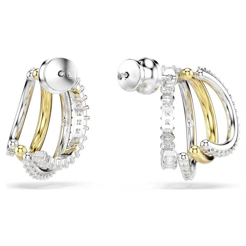 Pendientes Swarovski Hyperbola Aros Baño Rodio y Oro y Cristales Blancos 5689718