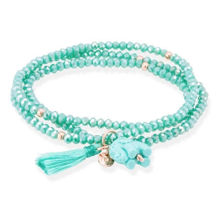 Pulsera Marina García Zen Azul Turquesa Plata Baño Oro Rosa y Elefante 90492UE