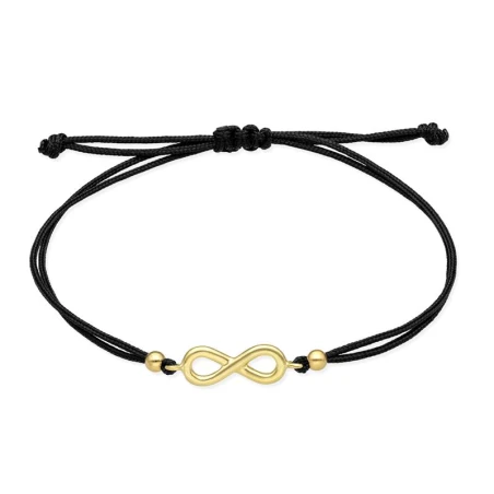Pulsera Marina García Nylon Negro, Infinito Oro Amarillo 18Kt A2384UA