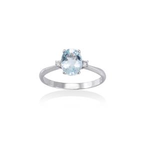 Anillo Marina García Oro Blanco 18Kt, Brillantes Blancos y Aguamarina A2567S