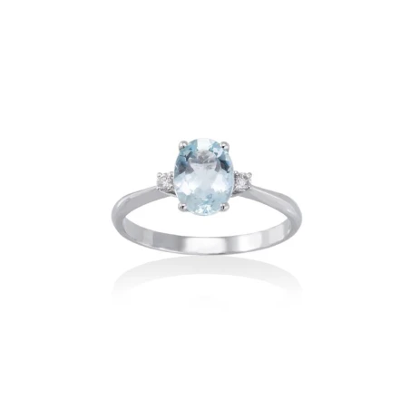 Anillo Marina García Oro Blanco 18Kt, Brillantes Blancos y Aguamarina A2567S
