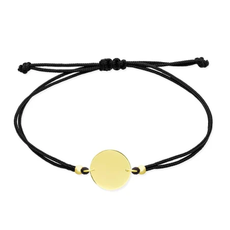 Pulsera Marina García Nylon Negro, Chapa Circular Oro Amarillo 18Kt A2726UA