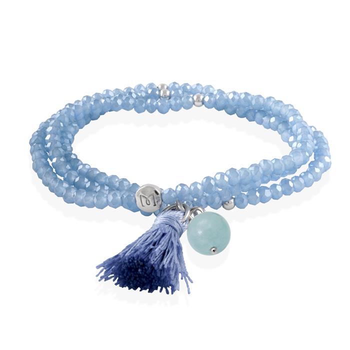 Pulsera Marina García Zen Blue Plata Baño Rodio y Piedra Natural 91042UA