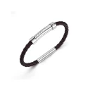 Pulsera Police Geometric Piel Trenzada Negra y Acero Inoxidable Hombre PEAGB0001409