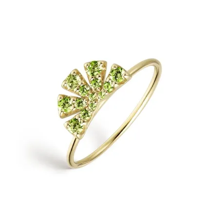Anillo Litta Fiore Abanico Oro Amarillo 18Kt y Olivinas LRN-206-851