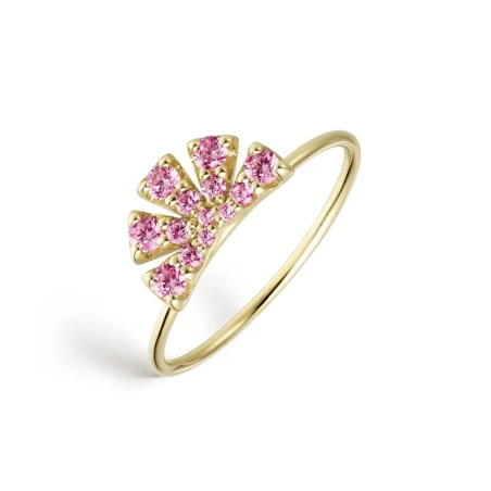 Anillo Litta Fiore Abanico Oro Amarillo 18Kt y Topacios Rosa LRN-225-847