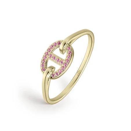 Anillo Litta Fiore Eslabón Oro Amarillo 18Kt y Topacios Rosa LRN-225-848
