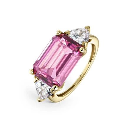 Anillo Litta Fiore Cokctail Oro Amarillo 18Kt, Topacio Rosa y Circonitas Blancas LRN-273-040