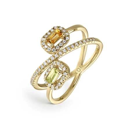 Anillo Litta Fiore Oro Amarillo 18Kt, Citrino y Peridoto LRN-279-850