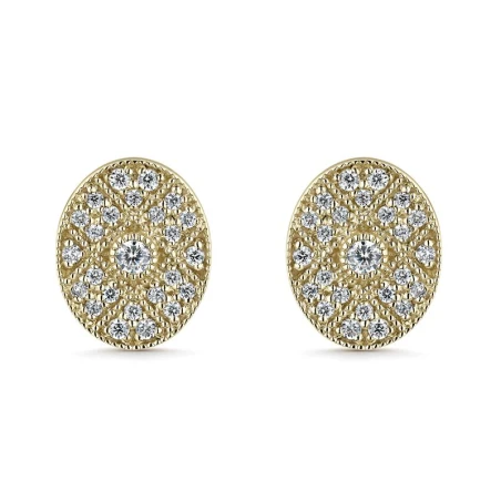 Pendientes Litta Fiore Vintage Óvalo Oro Amarillo 18Kt y Circonitas LEA-201-819-UU