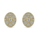 Pendientes Litta Fiore Vintage Óvalo Oro Amarillo 18Kt y Circonitas LEA-201-819-UU