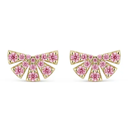Pendientes Litta Fiore Abanico  Oro Amarillo 18kt y Topacios Rosas LEA-225-847-UU