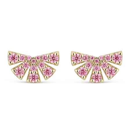 Pendientes Litta Fiore Abanico Oro Amarillo 18kt y Topacios Rosas LEA-225-847-UU