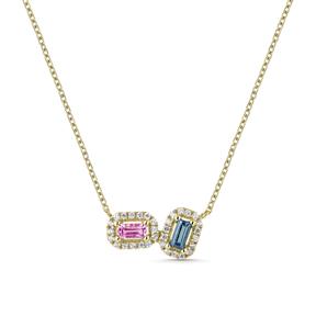 Gargantilla Litta Fiore Midnight Oro Amarillo 18Kt, Topacio London y Rosa LNL-280-849-UU