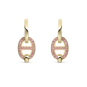Pendientes Litta Fiore Eslabón Colgante Oro Amarillo 18Kt y Topacios Rosa LEA-225-848-UU