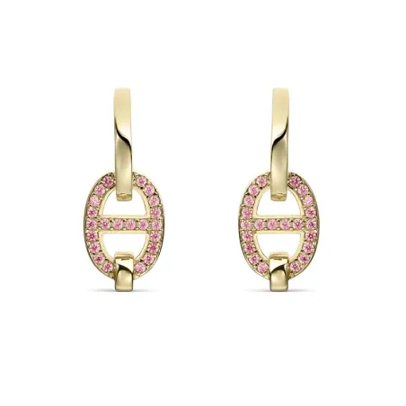 Pendientes Litta Fiore Eslabón Colgante Oro Amarillo 18Kt y Topacios Rosa LEA-225-848-UU