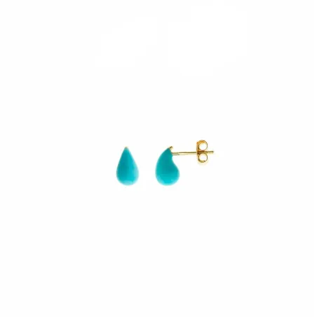 Pendientes Salvatore Gotas Plata Baño Oro y Esmalte Turquesa 213A0535