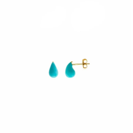 Pendientes Salvatore Gotas Plata Baño Oro y Esmalte Turquesa 213A0535