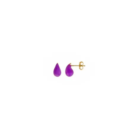 Pendientes Salvatore Gotas Plata Baño Oro y Esmalte Lavanda 213A0543
