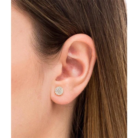 Pendientes Vidal&Vidal Botón Baño Oro y Circonitas Blancas G1803B